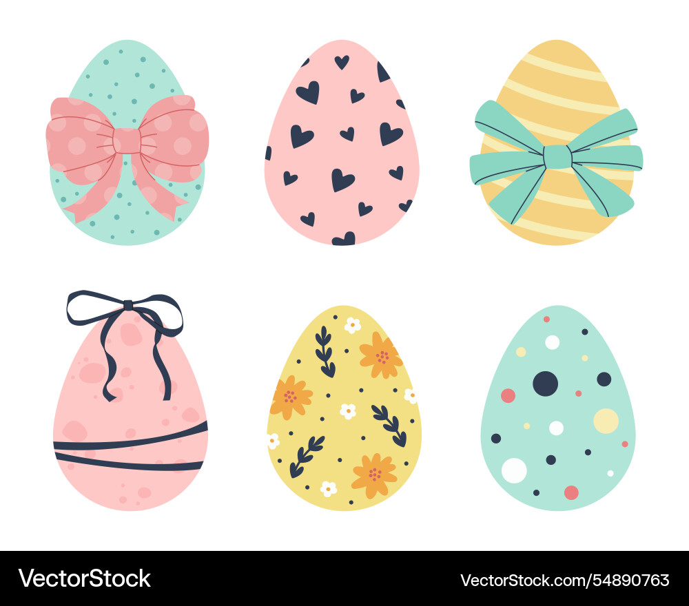 Set of easter eggs with different print Set of easter eggs with different print vector image