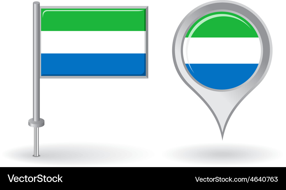 Sierra leone pin icon and map pointer flag vector image