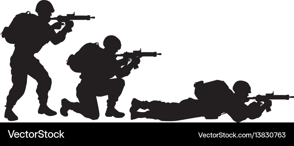Soldier Silhouettes - Battle Ready Vector Image
