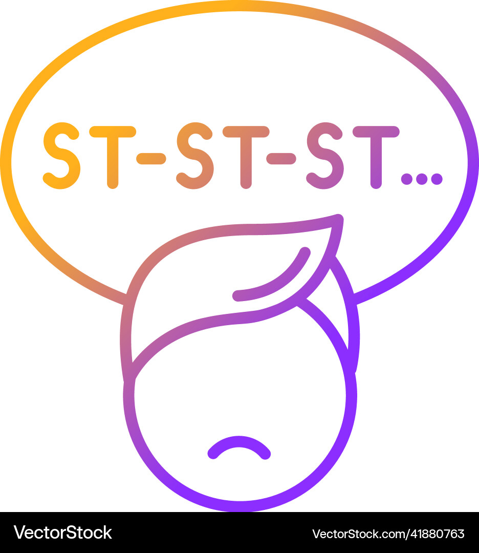 Stuttering child gradient linear icon Stuttering child gradient linear icon vector image