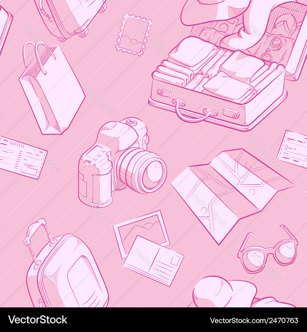 Travel Sketch Pattern - Objects vector image