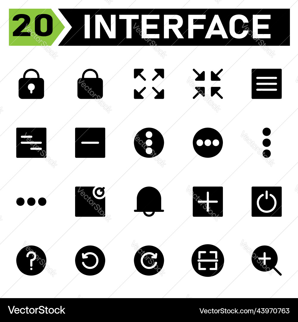 User interface icon set include padlock lock vector image