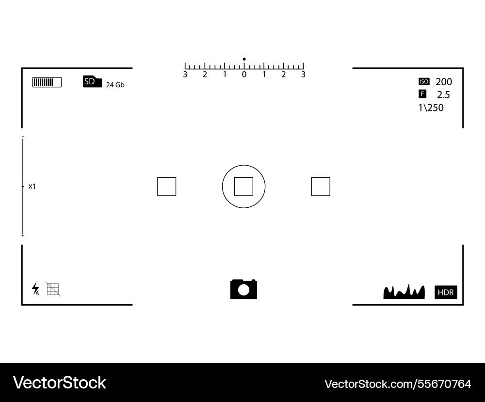 Capture photo or video finder with function icons Capture photo or video finder with function icons vector image