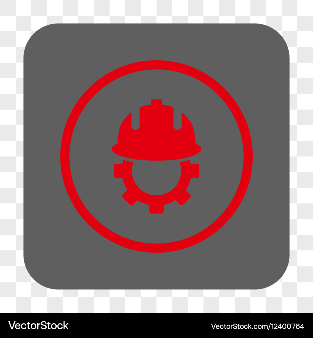 Development helmet rounded square button vector image