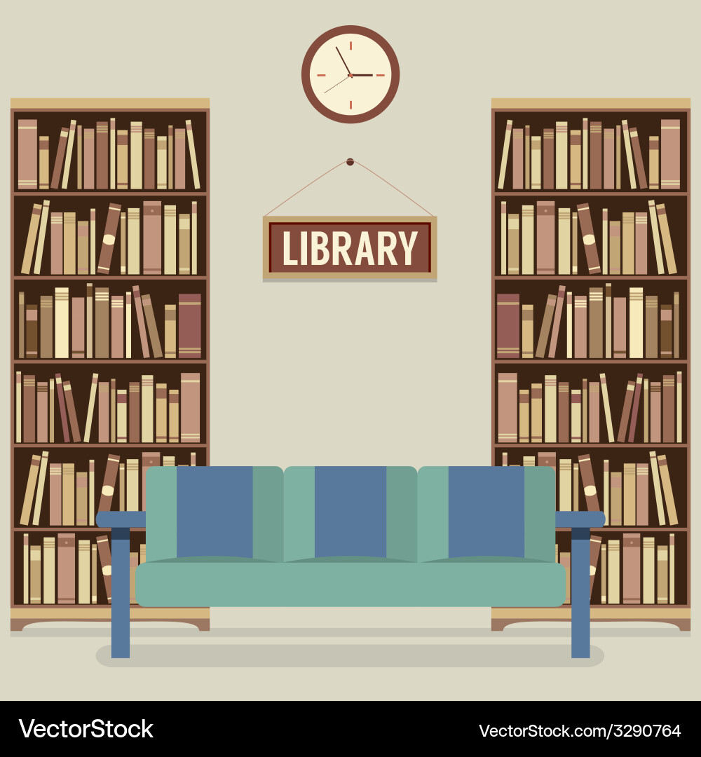 Empty Reading Chair in Library Vector Image