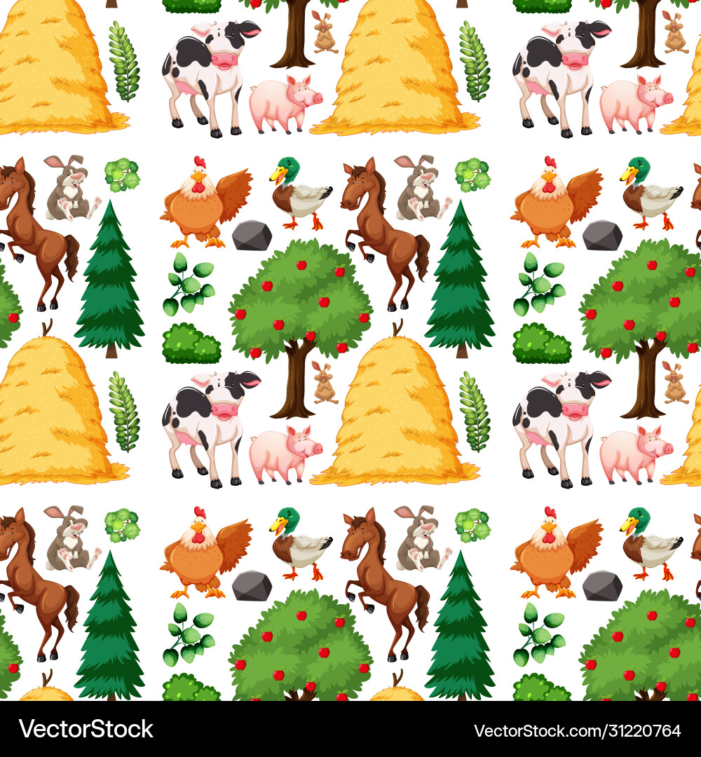 Farm animal group seamless pattern Farm animal group seamless pattern vector image