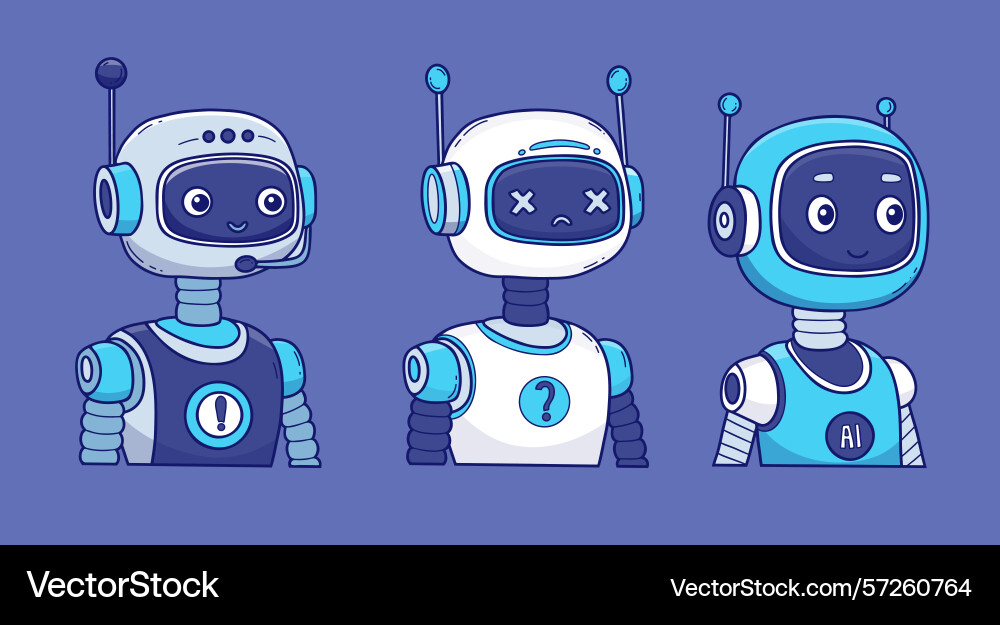 Futuristic robot virtual assistant ai set Vector Image