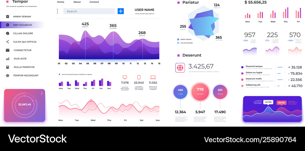 Infographic dashboard template admin panel ui Infographic dashboard template admin panel ui vector image