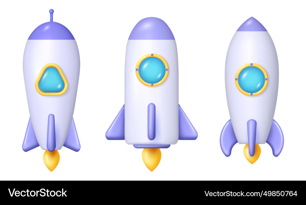 Launching rocket with window 3d spaceship design Launching rocket with window 3d spaceship design vector image