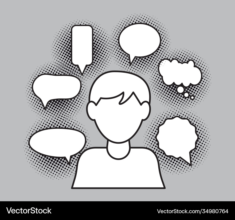 Man with speech bubbles isolated icons Vector Image