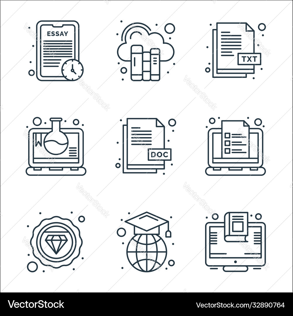 Online learning line icons linear set quality vector image
