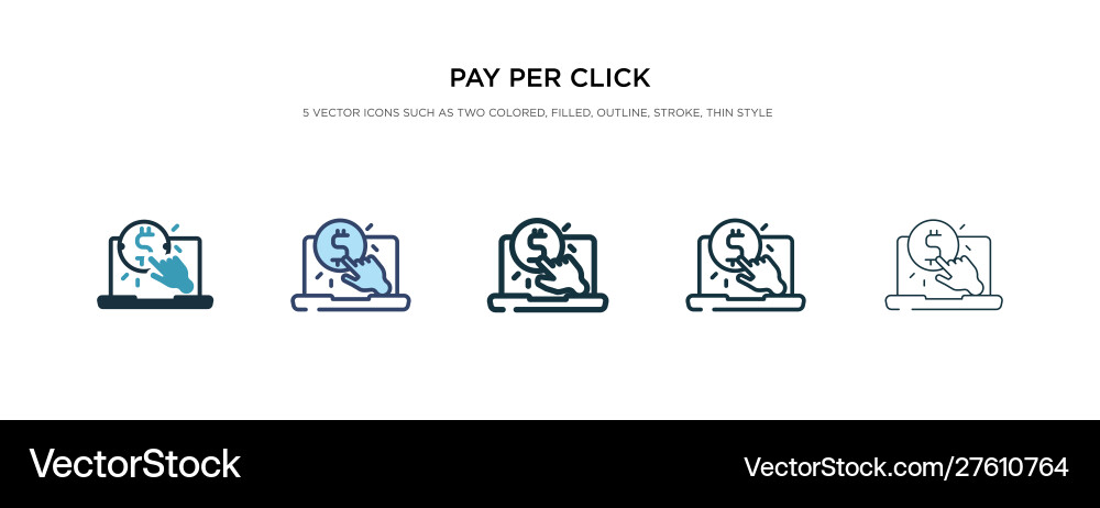 Pay per click icon in different style two Vector Image