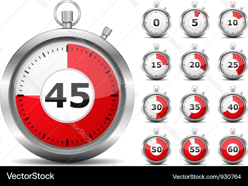 Red Timer Icons Set vector image