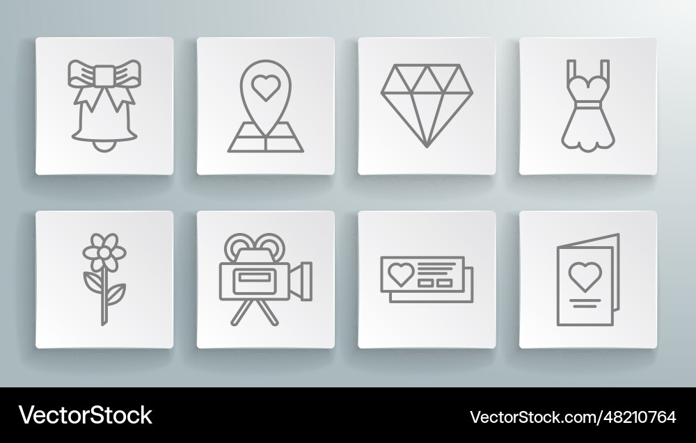 Set line flower map pointer with heart cinema Set line flower map pointer with heart cinema vector image