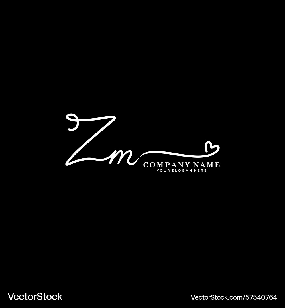 Signature style zm initial logos initials logo Vector Image