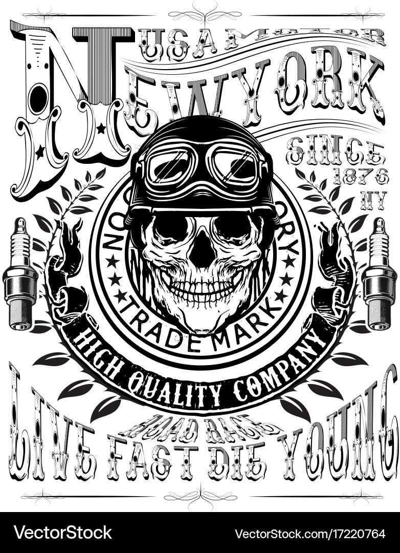 Skull t shirt graphic design with flag Vector Image