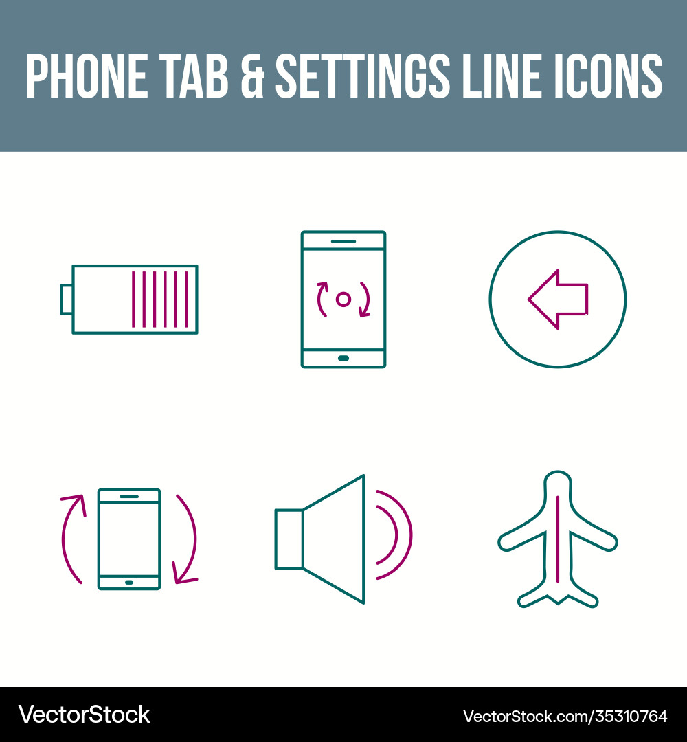 Unique phone tab and settings icon set Vector Image