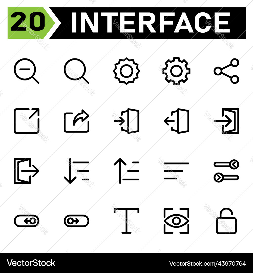 User interface icon set include search zoom out vector image