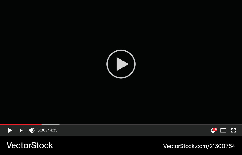 Video player user interface screen template vector image