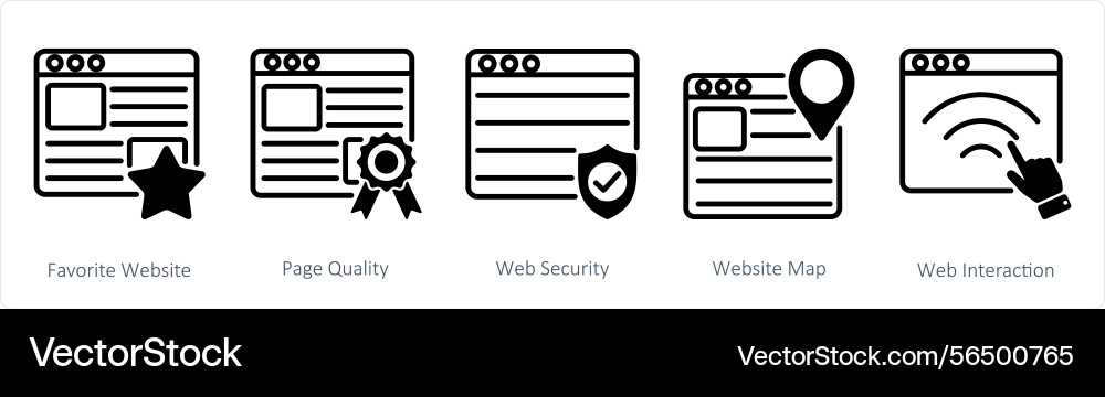 A set of 5 web design icons as favorite website vector image