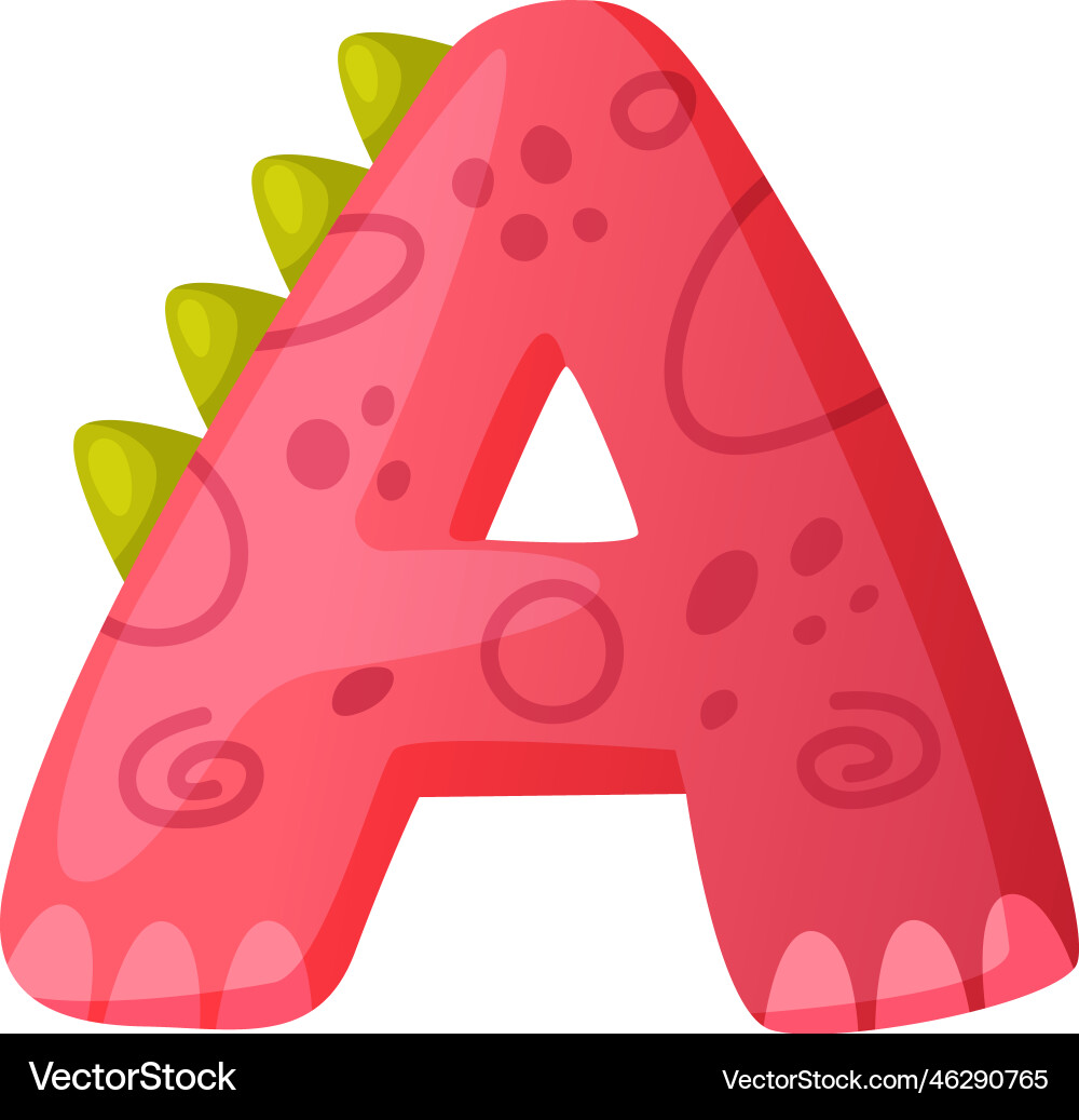 A vowel letter dino font dinosaur alphabet cute A vowel letter dino font dinosaur alphabet cute vector image