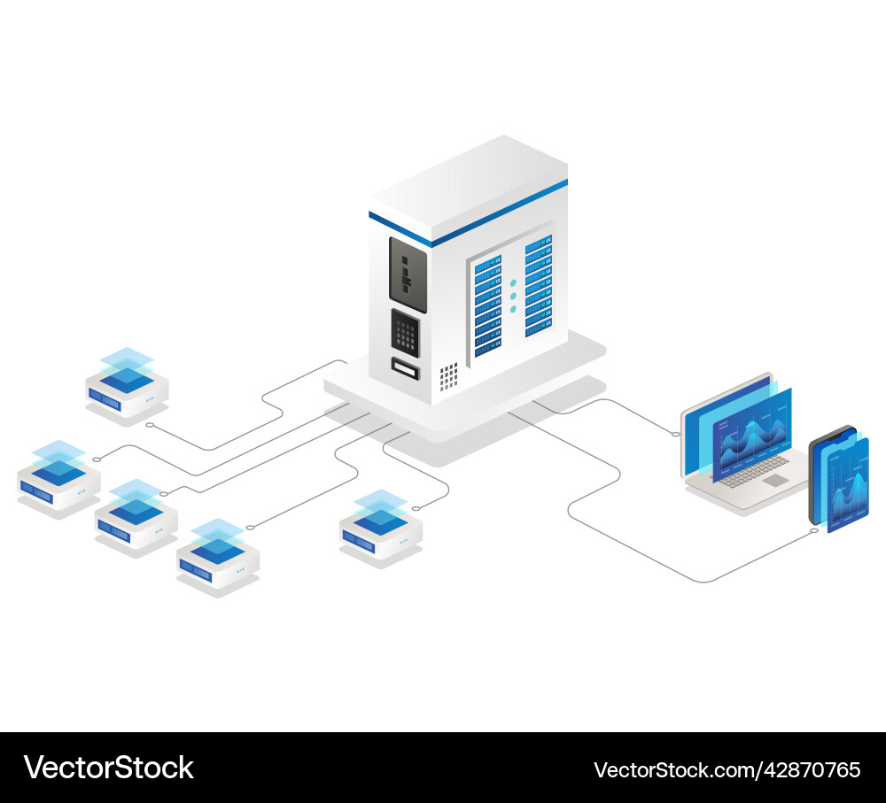 Analysis server network Analysis server network vector image