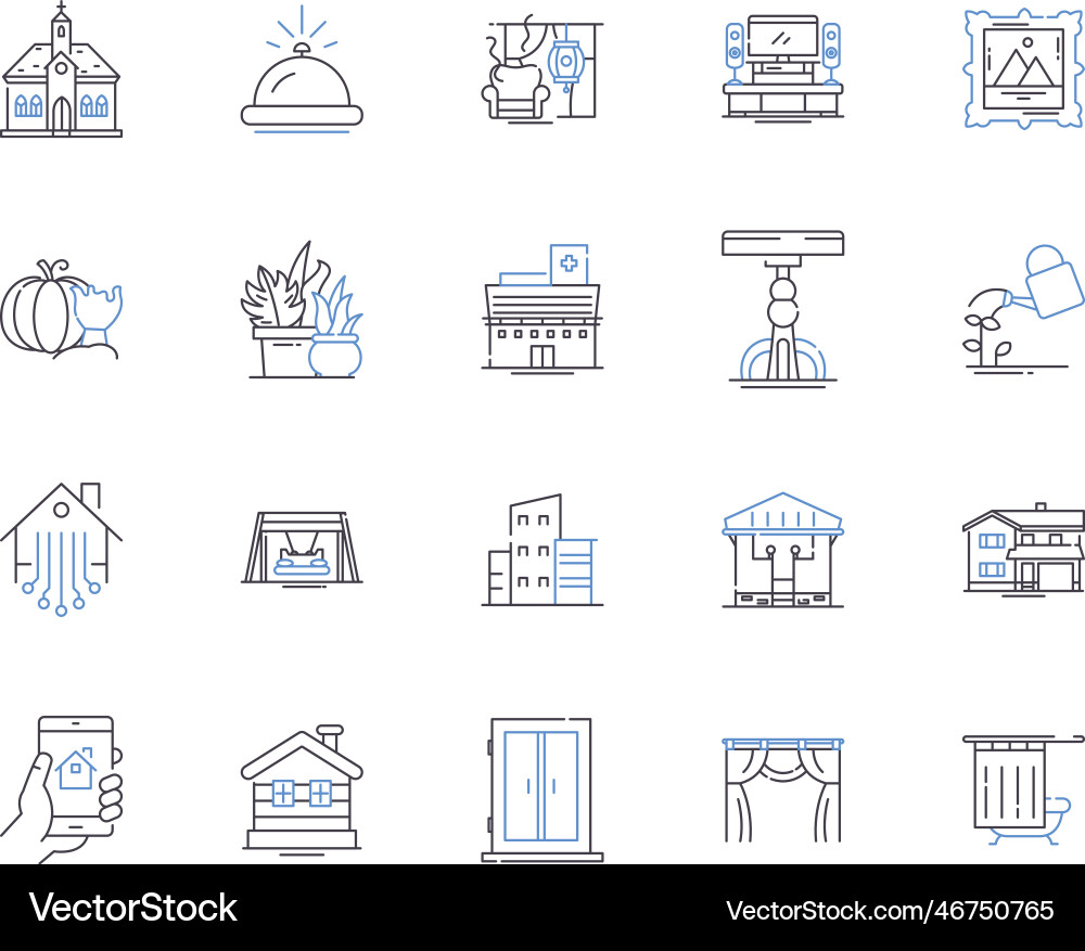 Architecture design outline icons collection Architecture design outline icons collection Vector Image