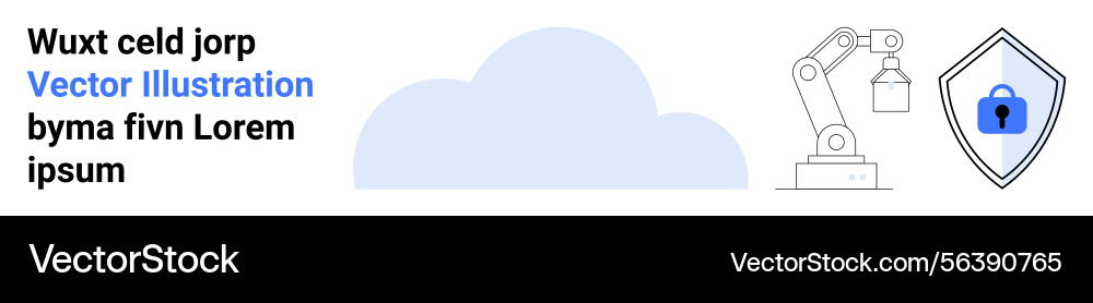 Cloud computing with robot arm and security shield Cloud computing with robot arm and security shield vector image