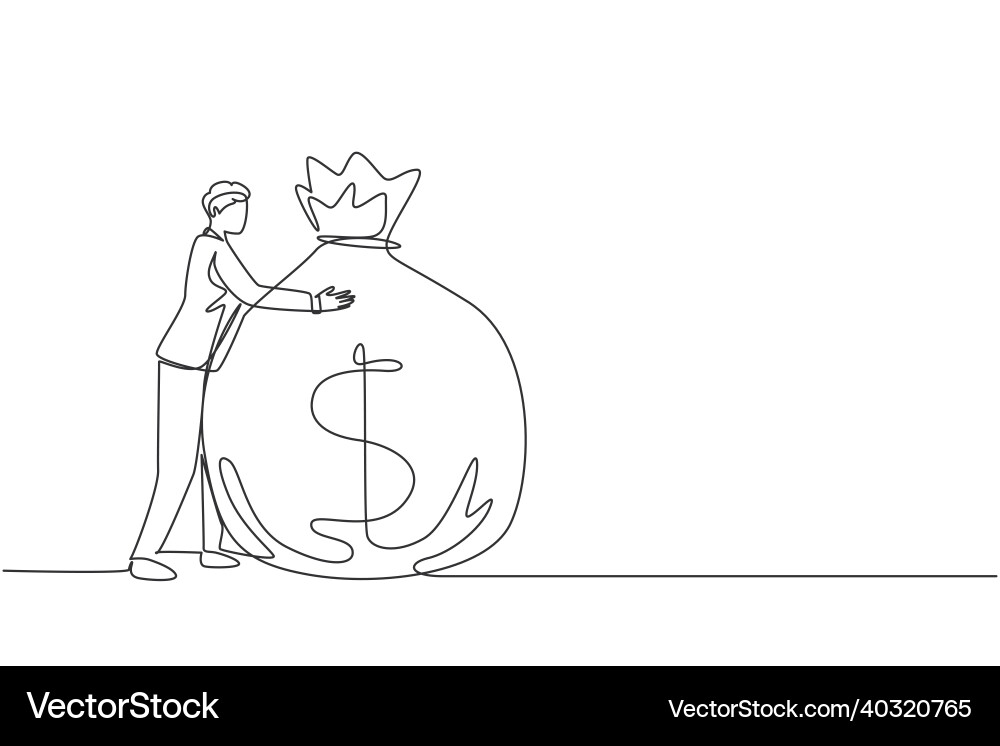 Continuous one line drawing businessman hugging Continuous one line drawing businessman hugging vector image