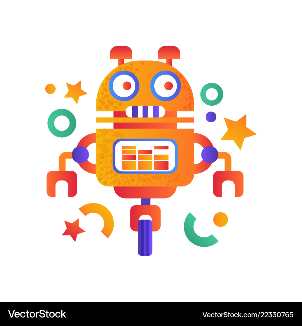 Cute funny robot android character artificial Cute funny robot android character artificial vector image