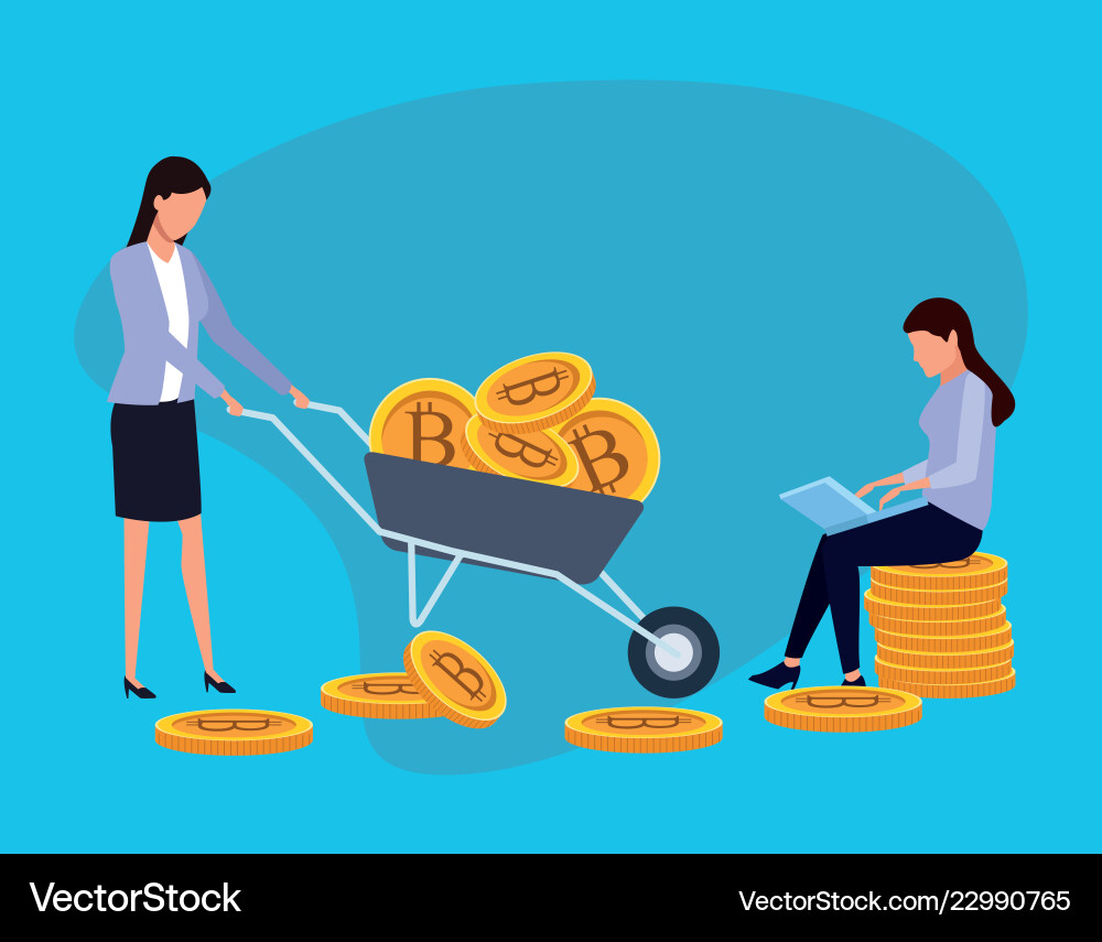 Digital mining bitcoin Digital mining bitcoin vector image