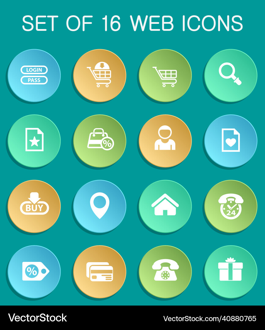 E-commerce interface web icons on colorful round Vector Image