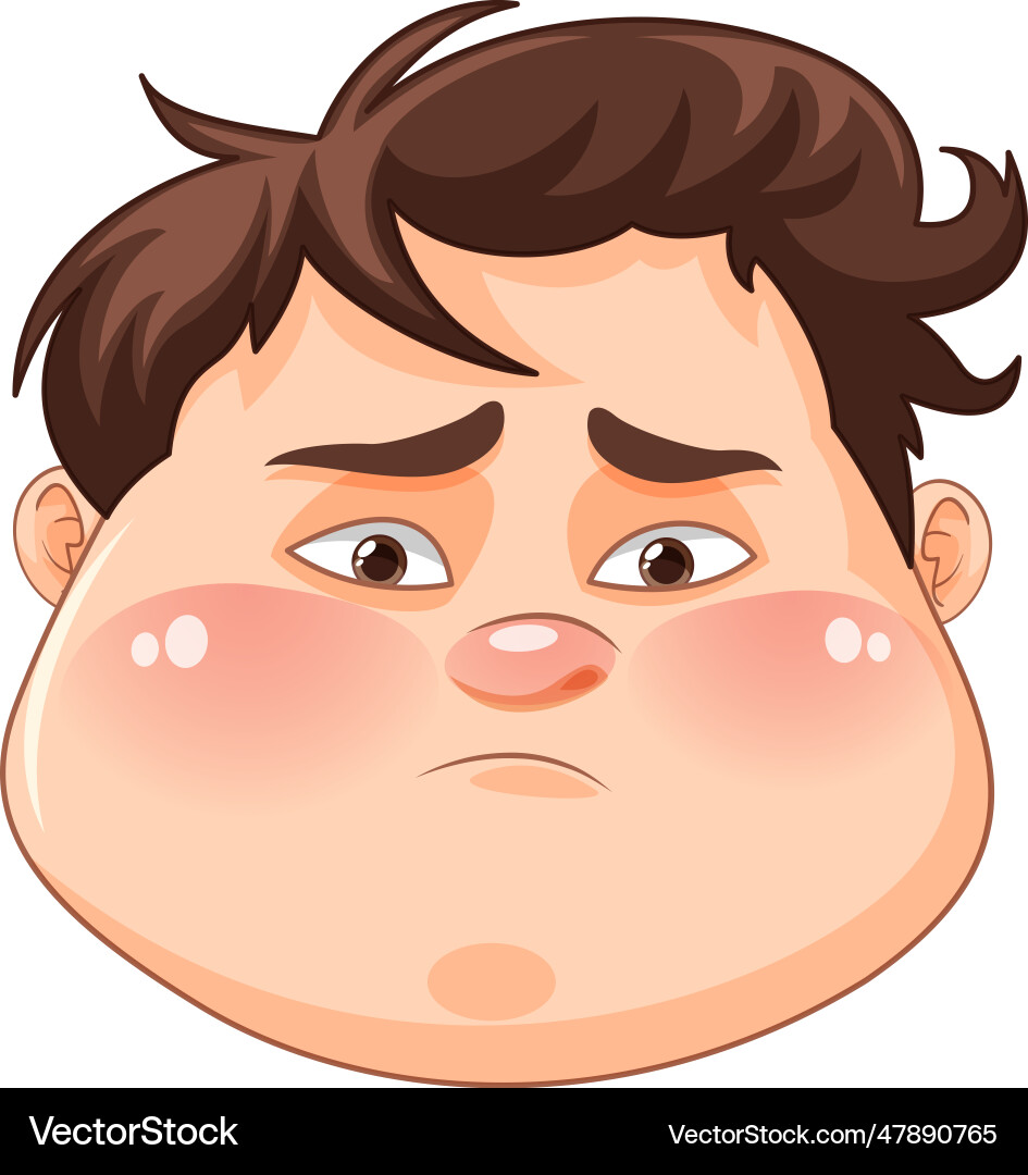 Face of fat boy cartoon Face of fat boy cartoon vector image