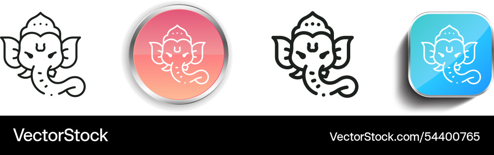 Ganesha icon thin linear regular and button style vector image