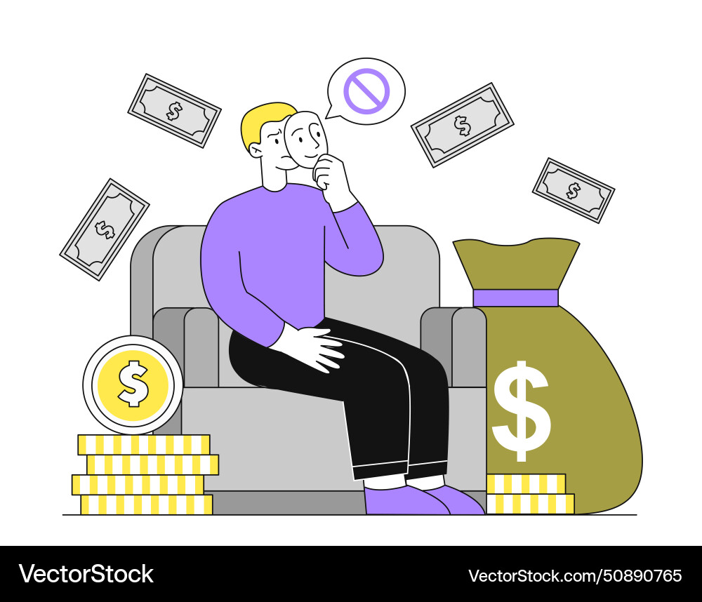 Man with corruption concept Man with corruption concept Vector Image