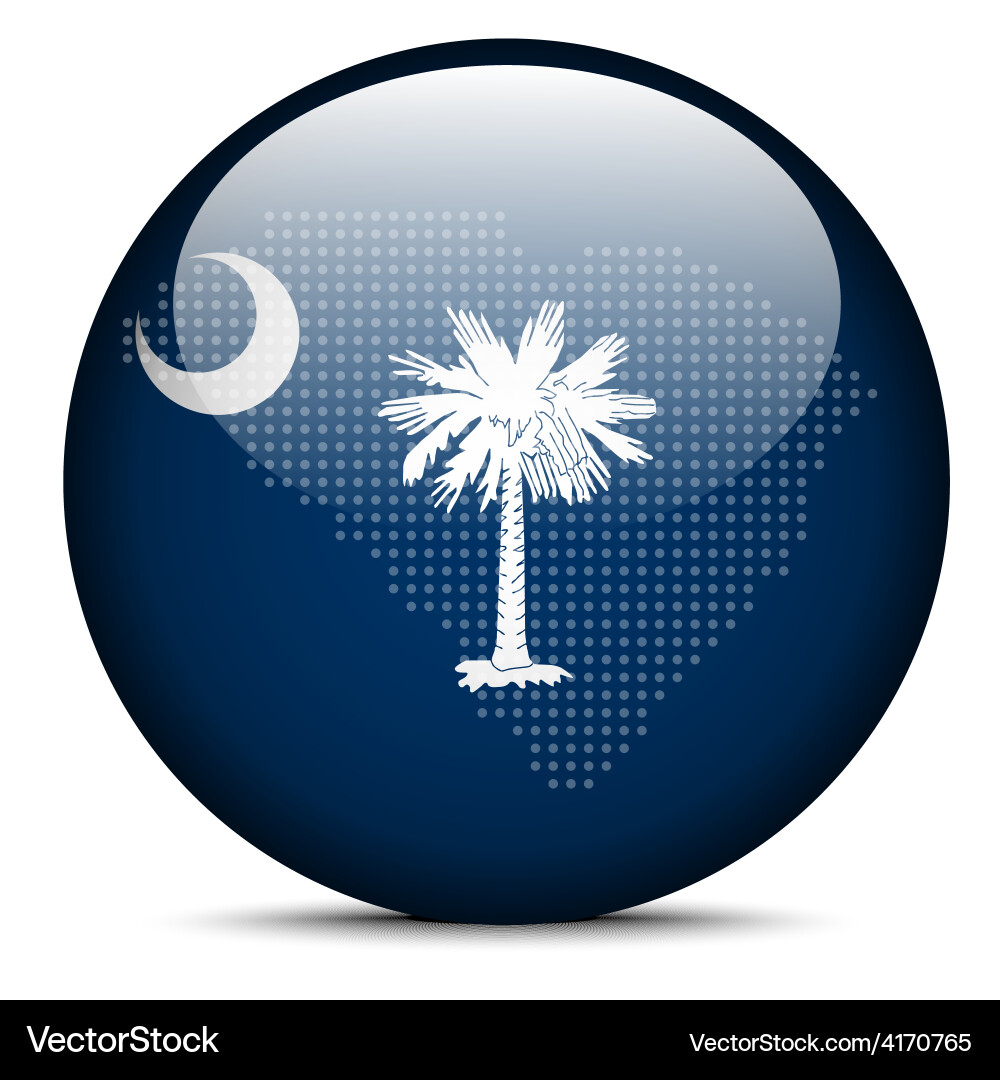 Map with dot pattern on flag button of usa south Vector Image