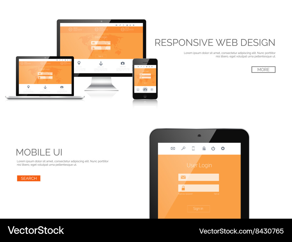 Mobile UI Mockups - Adaptive Interface vector image