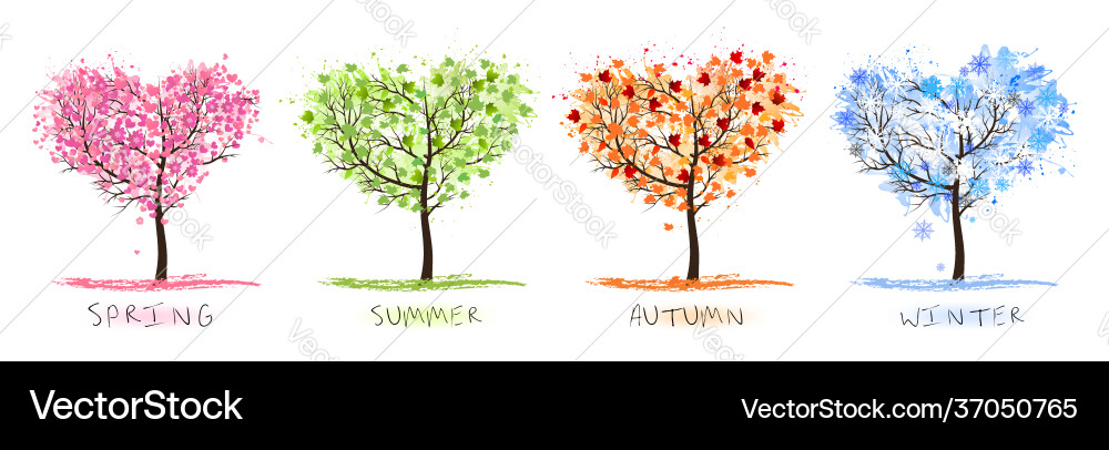 Nature four stylized trees representing different Vector Image