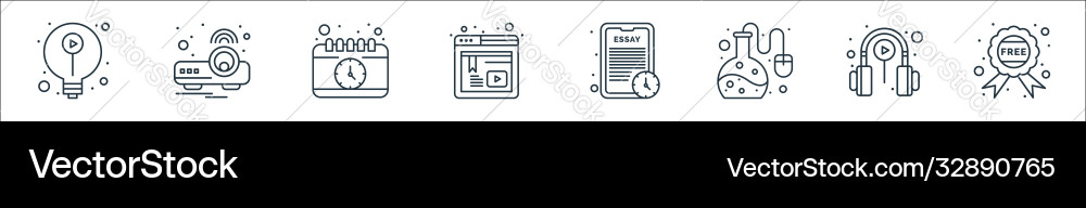 Online learning line icons linear set quality Vector Image