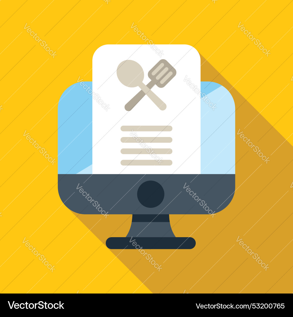 Online menu displayed on computer screen for food Online menu displayed on computer screen for food vector image