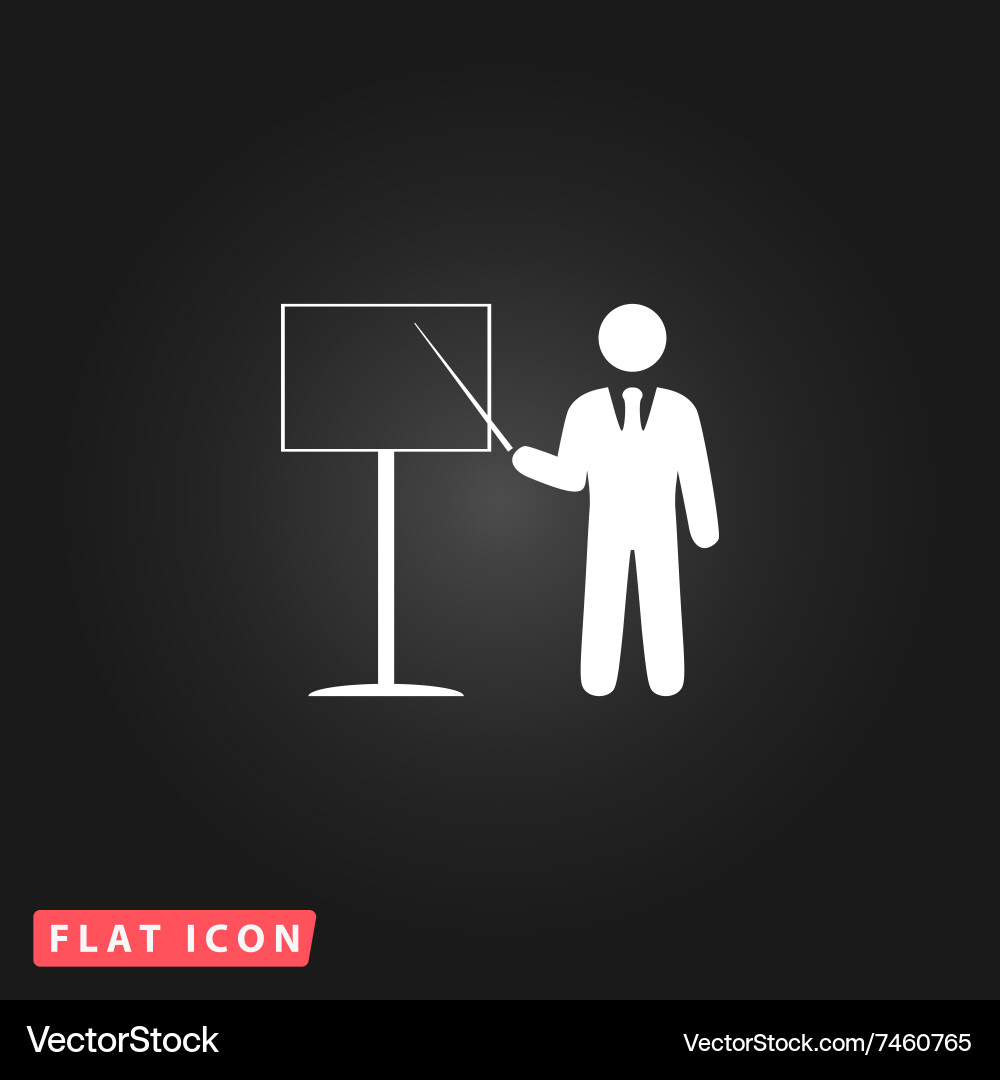Presentation sign icon man standing with pointer vector image