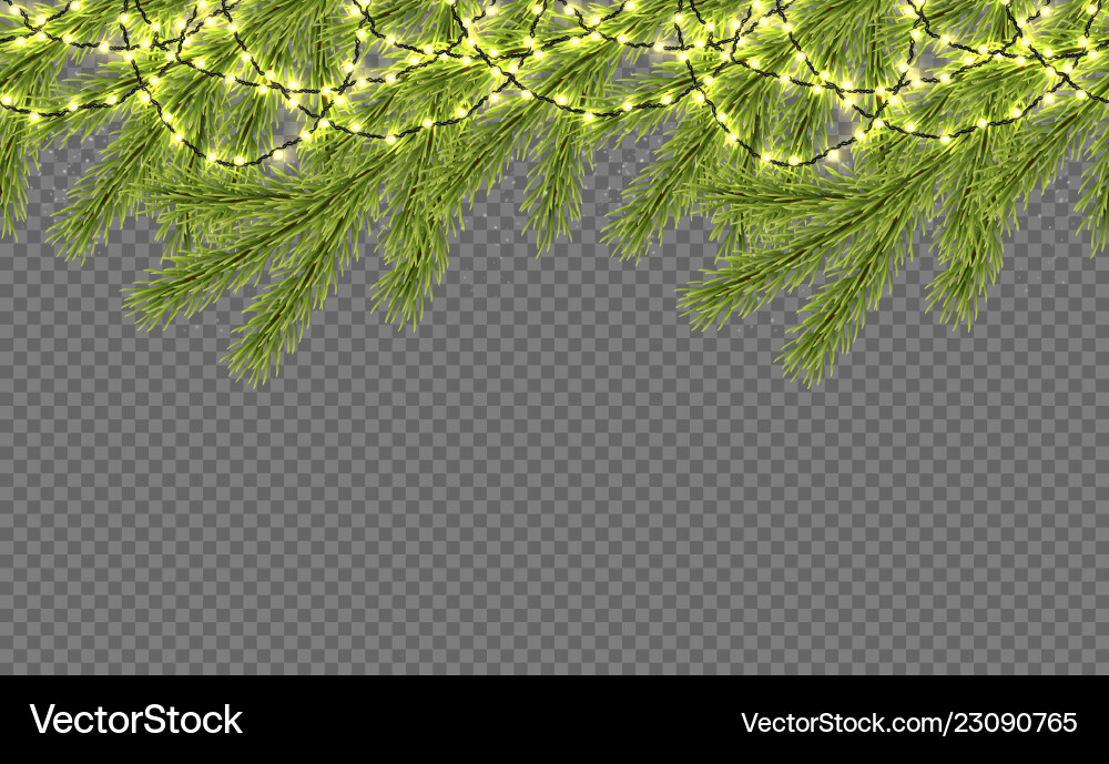 Seamless border with realistic firtree sparkling Seamless border with realistic firtree sparkling vector image