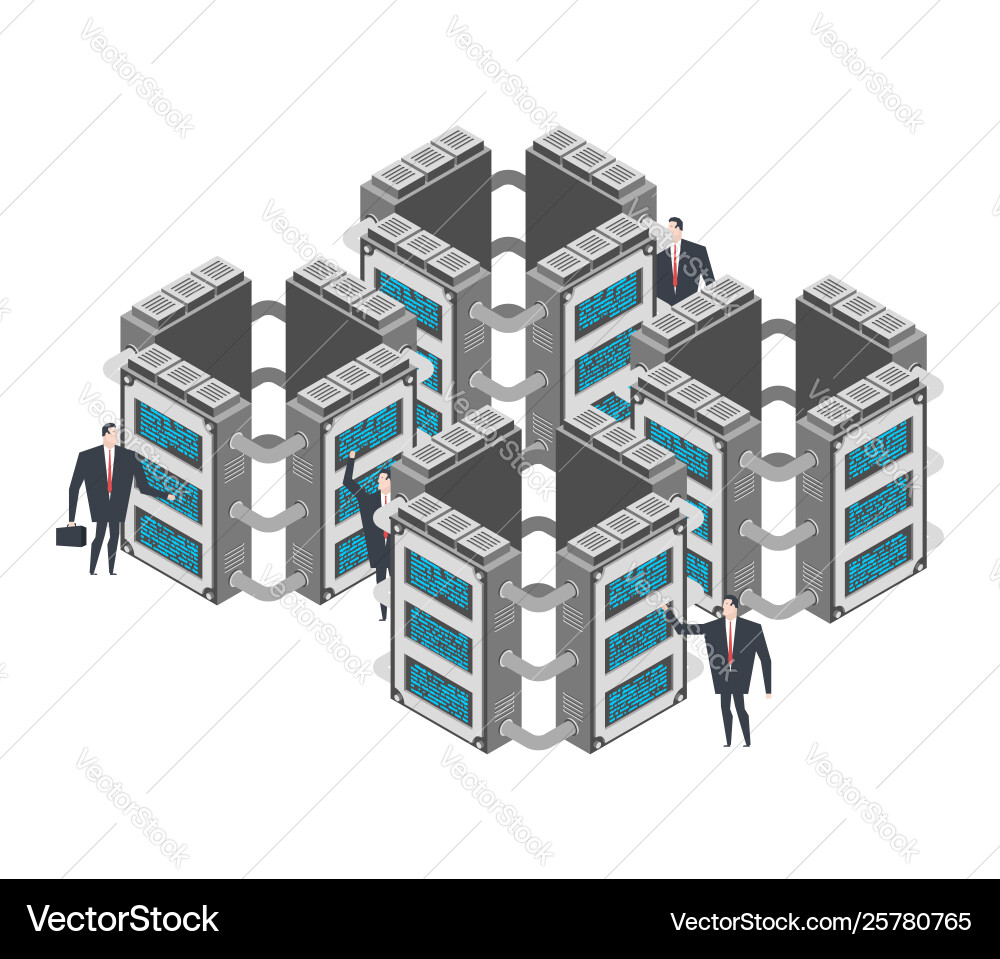 Server room data center isometric style internet Server room data center isometric style internet vector image