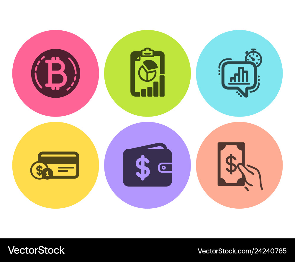 Statistics timer dollar wallet and payment method Statistics timer dollar wallet and payment method vector image