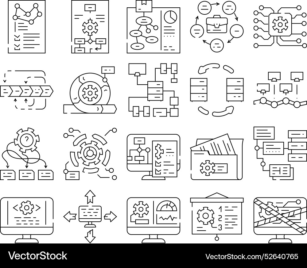 System analyst data business icons set System analyst data business icons set vector image