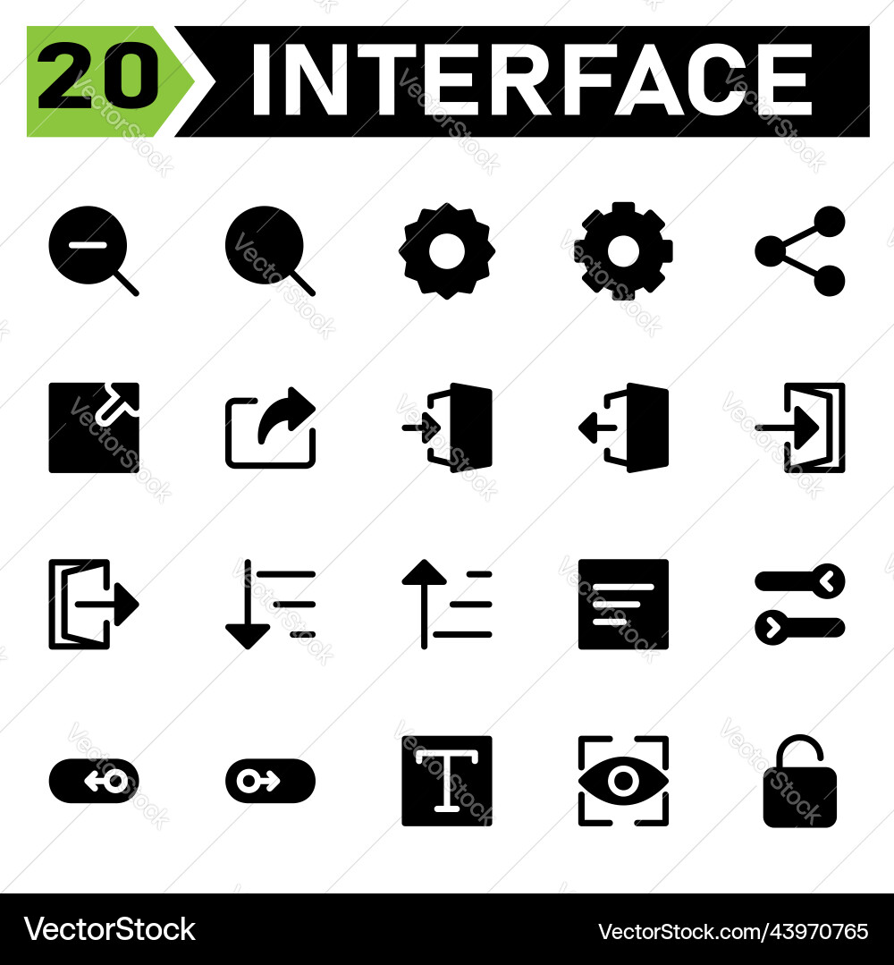 User interface icon set include search zoom out vector image