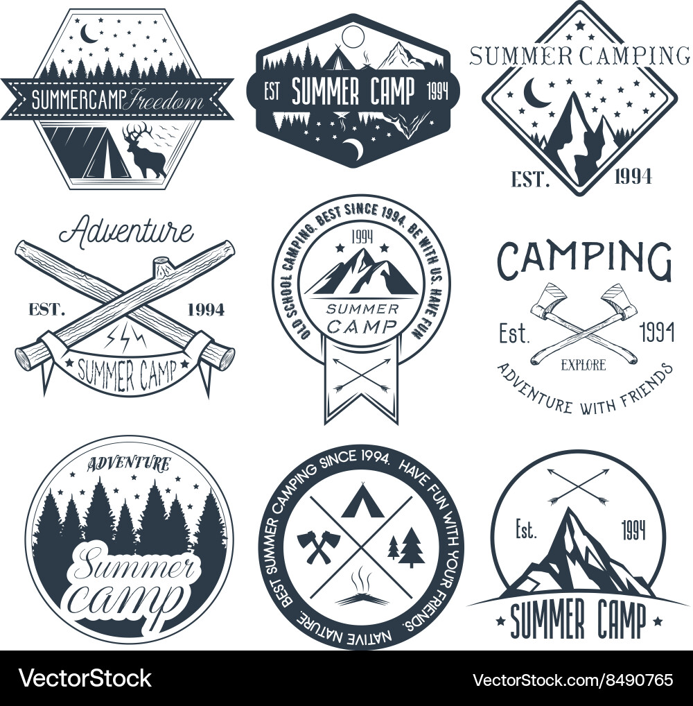 Vintage Camping Labels & Icons Vector Image