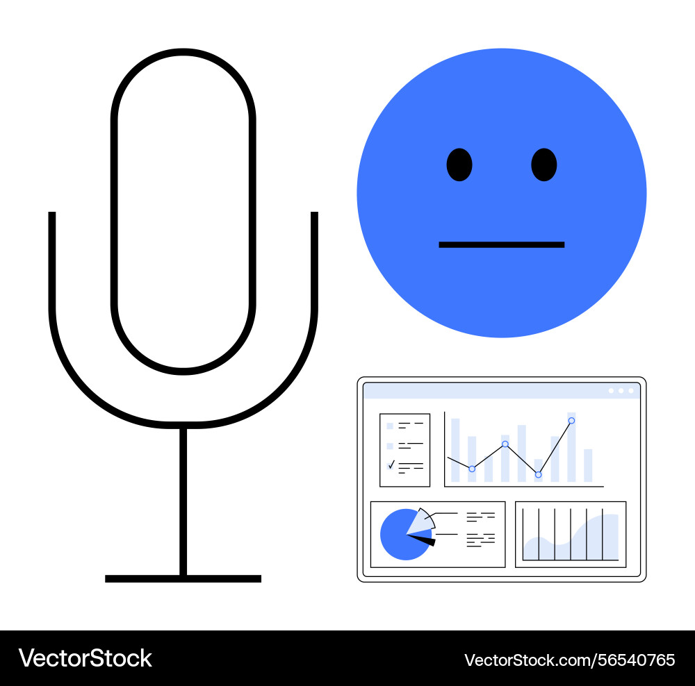 Voice recognition sentiment analysis and data Vector Image