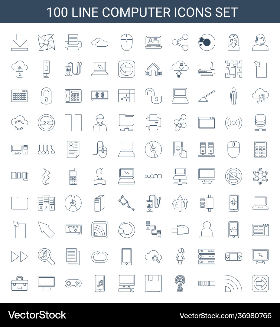 100 computer icons (36980766) – Free Vector | VectorStock