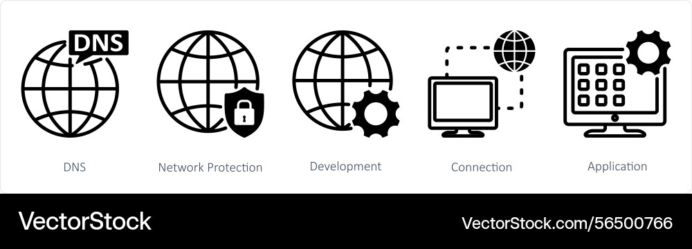 A set of 5 web design icons as dns network Vector Image